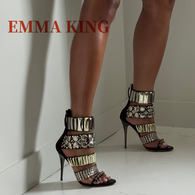 Summer Clothing Petite - Black Embellished Ankle Strap Sandals Summer