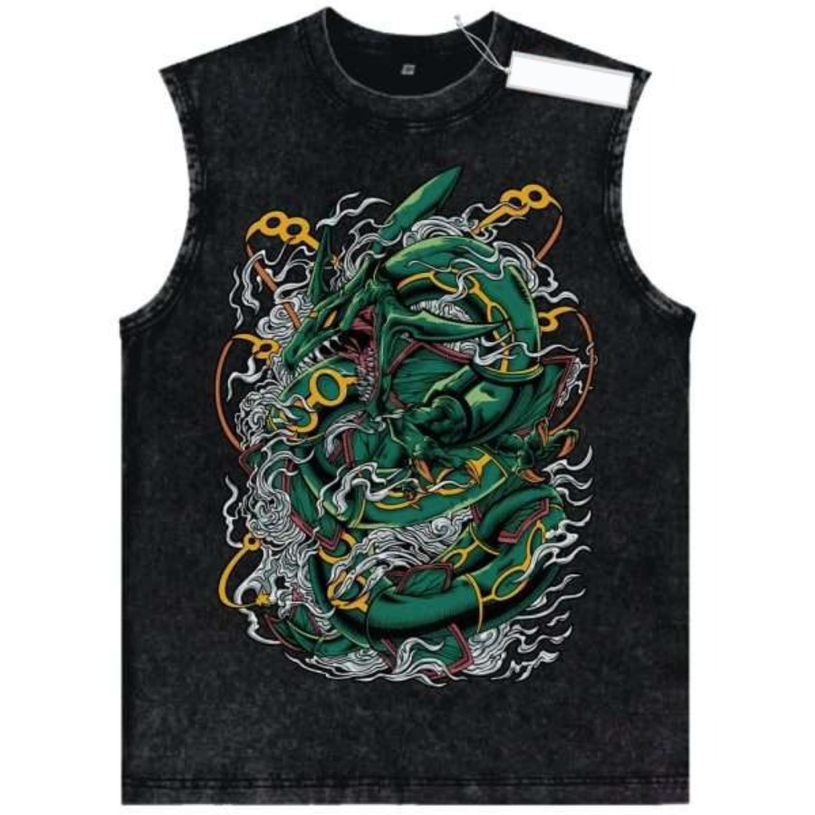 Vintage Summer Clothing Men - Vintage Washed Pokemon Character Tank Top