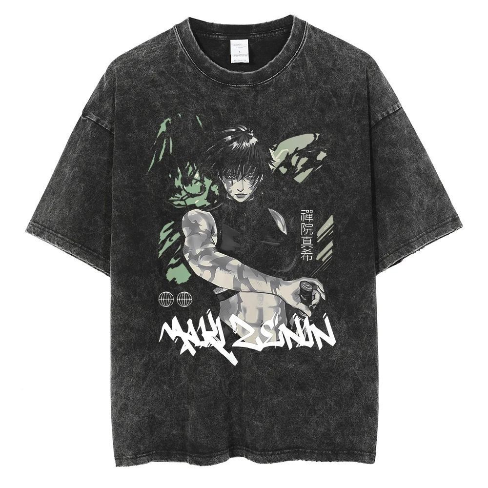 Vintage Summer Clothing Men - Jujutsu Kaisen Maki Zen'in Graffiti-style Lettering