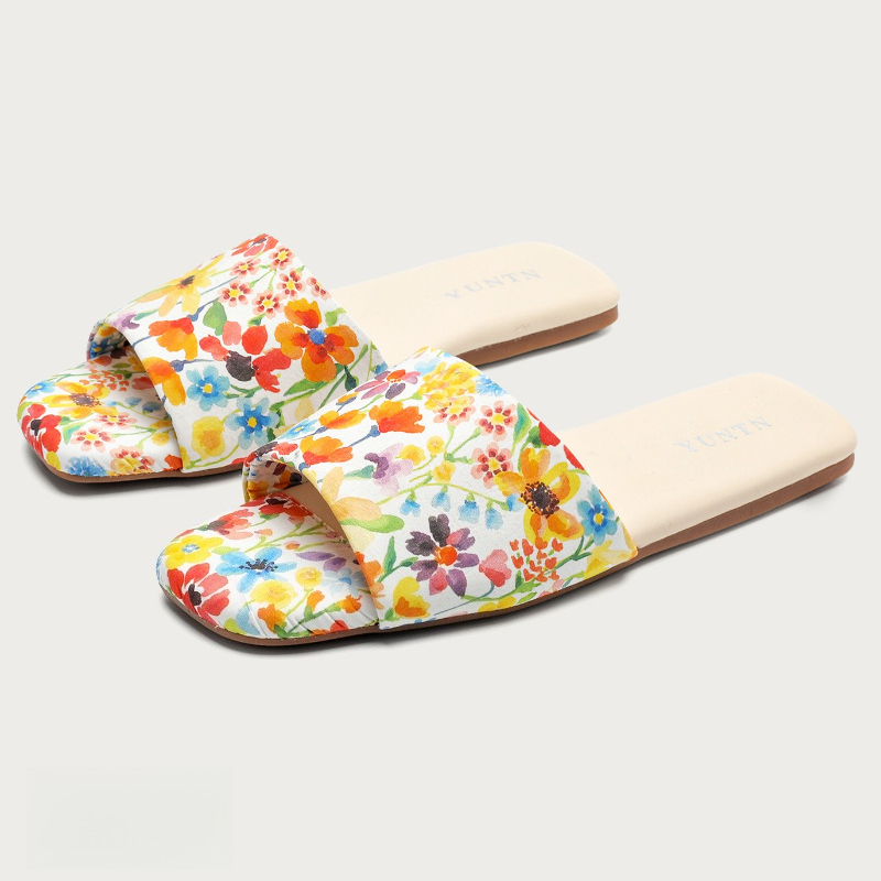 Summer Cloth - Chinese Style Colorful Printed Flat Slippers