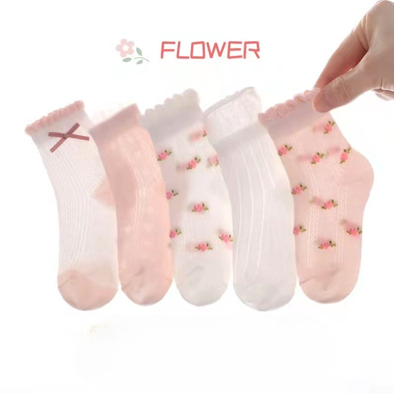 Summer Clothing Baby Girl - Girls Socks Cute Flowers Pattern Kods