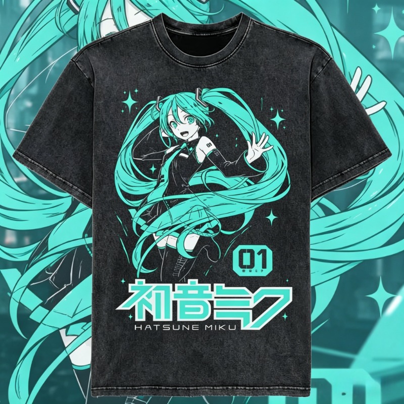 Vintage Summer Clothing Men - 2026 Summer Japanese Anime Hatsune Miku