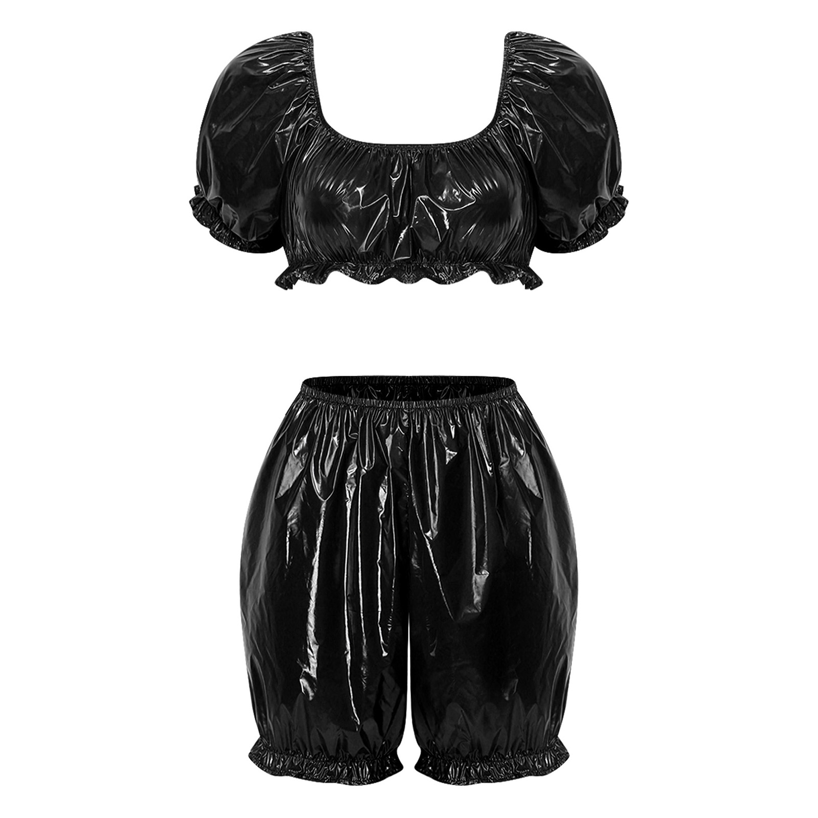 Summer Clothing Sets - Womens Wet Look PU Leather Clubwear
