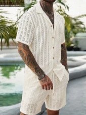 Men Crochet Knit 2 Piece Set L - огляд і ціна Summer Clothing Sets