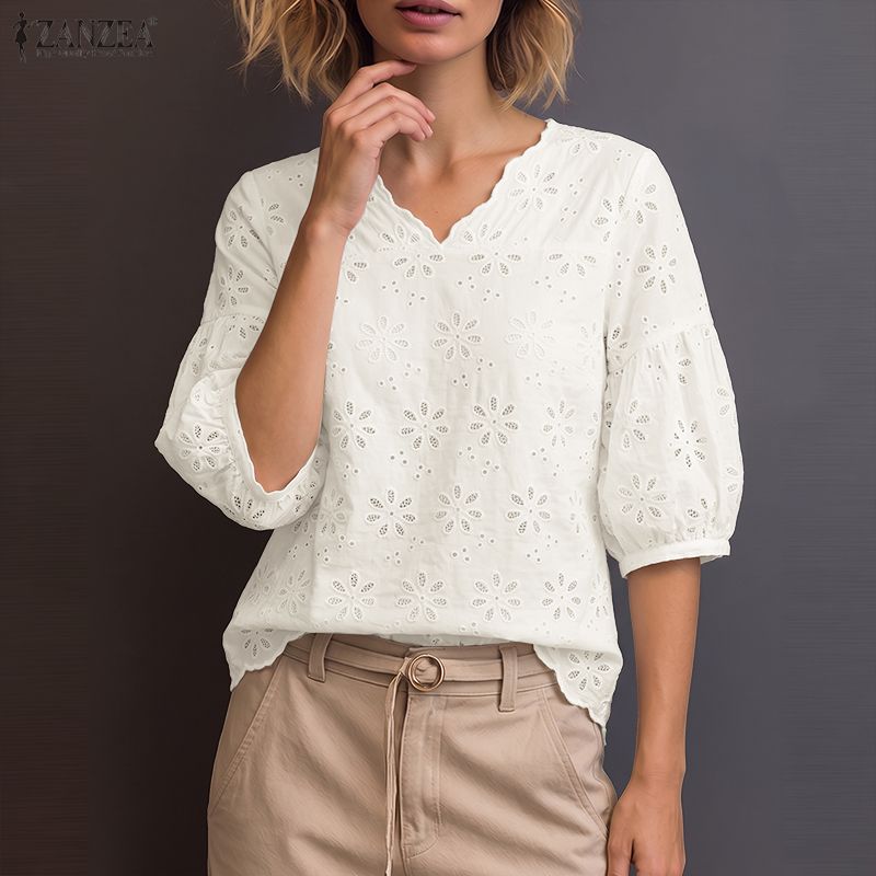 ZANZEA 2026 Eyelet Embroidery  - огляд і ціна Summer Clothing Wear