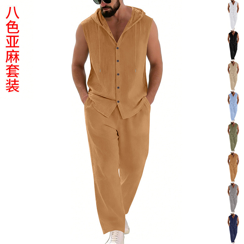 Men's Casual Linen Suit Hooded - огляд і ціна Summer Clothing Sets