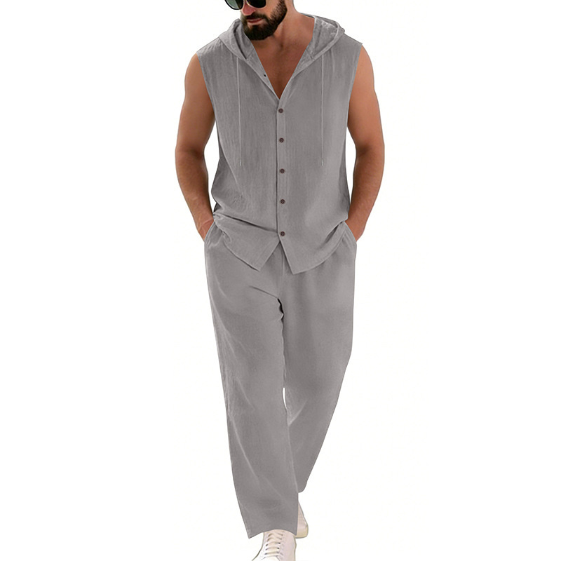 Men's Casual Linen Suit Hooded - огляд і ціна Summer Clothing Sets