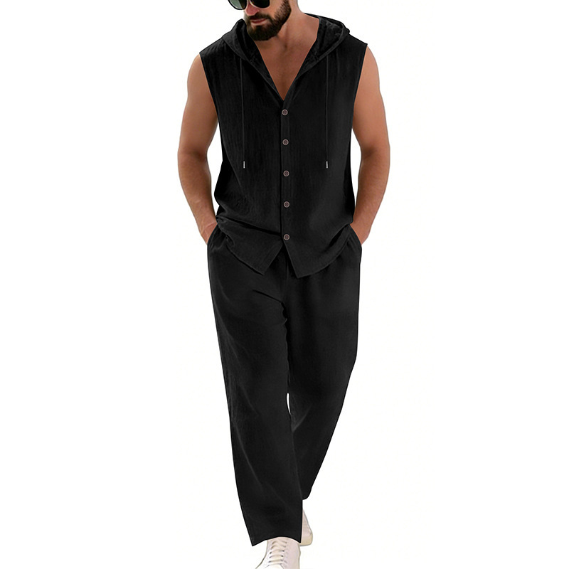 Men's Casual Linen Suit Hooded - огляд і ціна Summer Clothing Sets