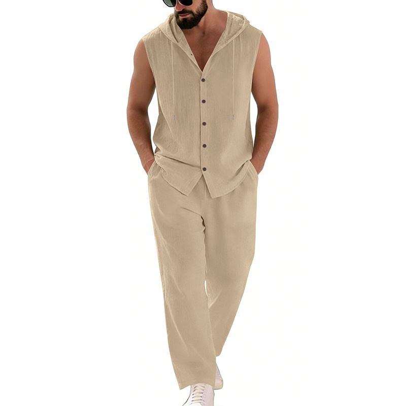 Men's Casual Linen Suit Hooded - огляд і ціна Summer Clothing Sets