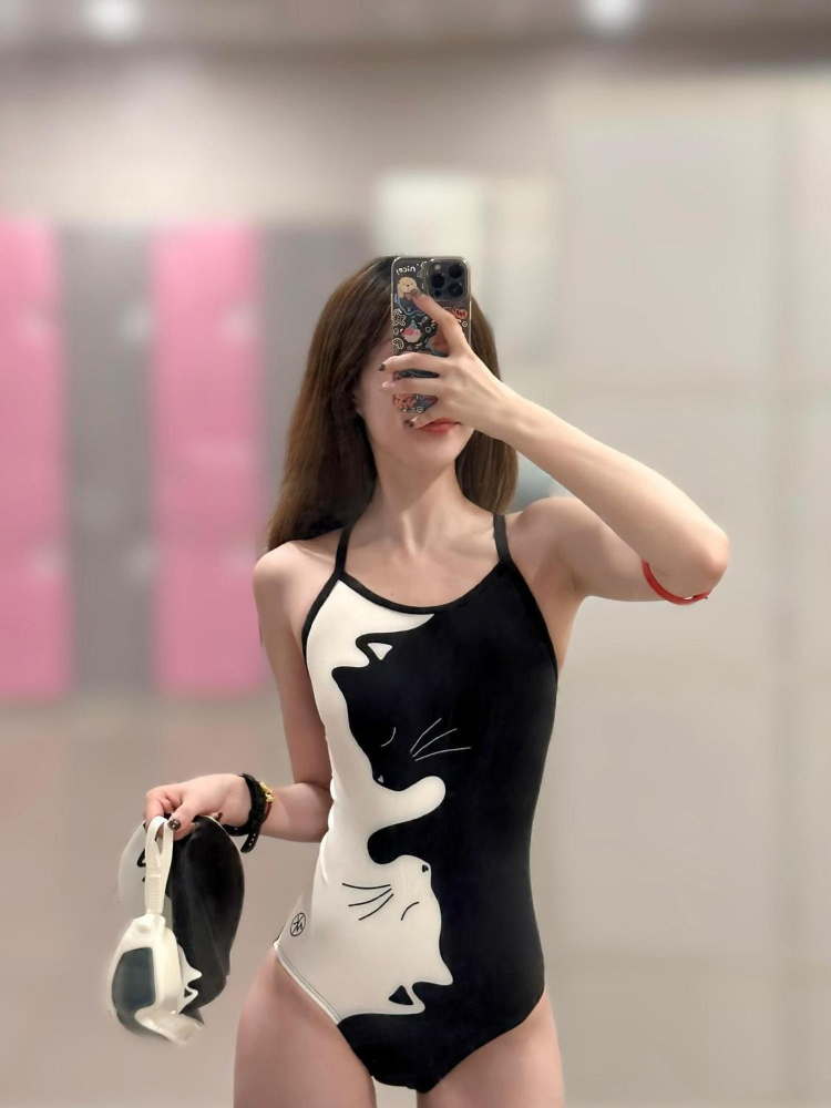 Black White Kitten Print Women - огляд і ціна Swimsuit One Piece