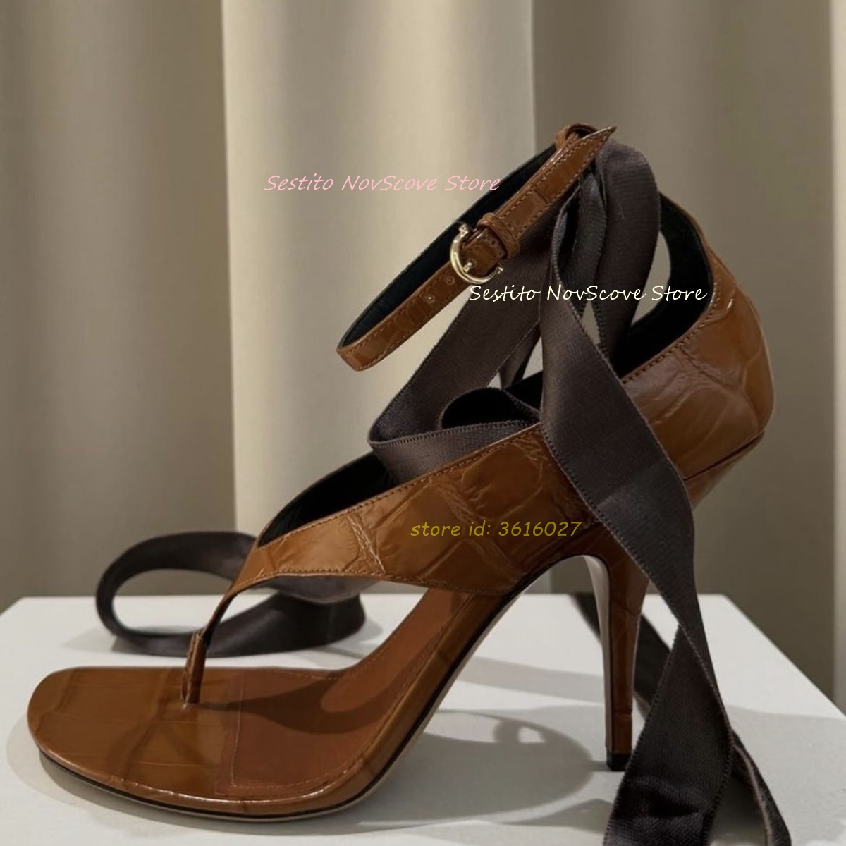 Brown Open Toe Lace Up Sandals - огляд і ціна Summer Clothing Petite